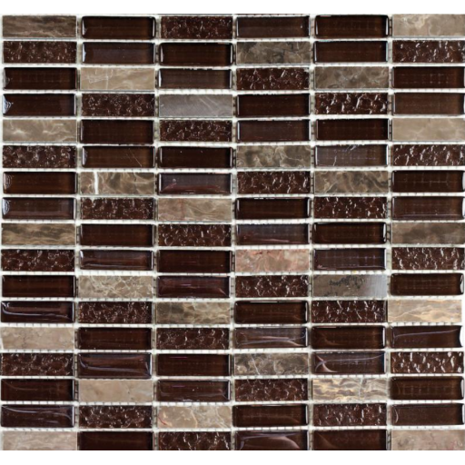 Мозаика стеклянная с камнем Super Line brown 300*300 мм